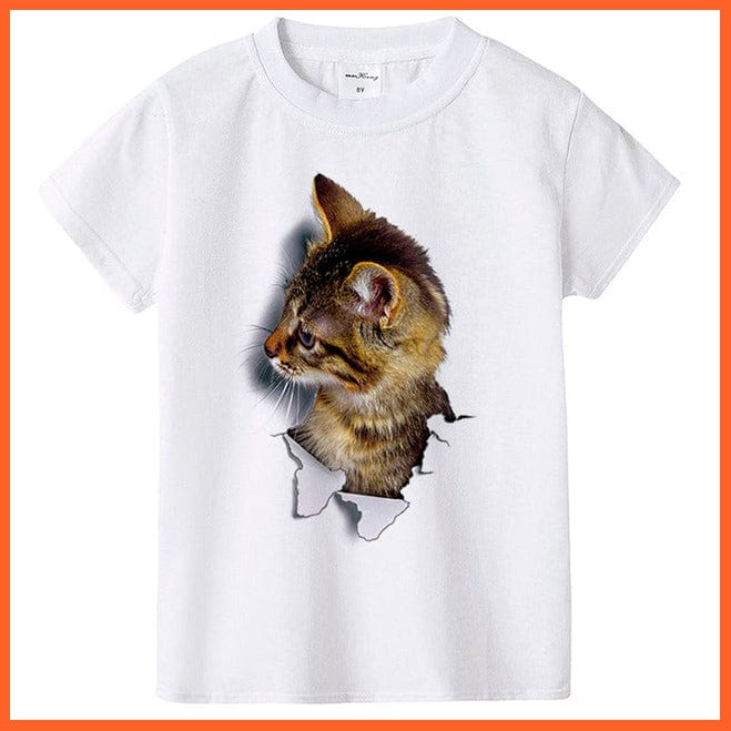 whatagift.com.au Kids T-shirts HC26-KSTWH- / 24M 2022 New Fashion Summer Cute Kids Short Sleeve Printed Cat T-Shirt Tops