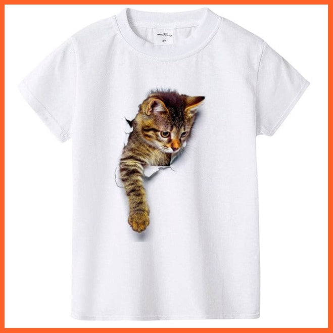 whatagift.com.au Kids T-shirts HC27-KSTWH- / 12M 2022 New Fashion Summer Cute Kids Short Sleeve Printed Cat T-Shirt Tops