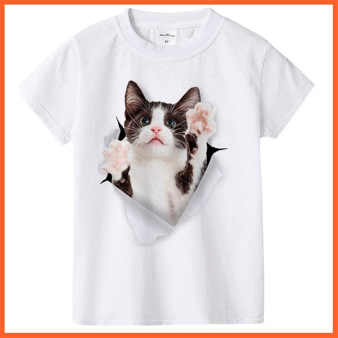 whatagift.com.au Kids T-shirts HC28-KSTWH- / 12M 2022 New Fashion Summer Cute Kids Short Sleeve Printed Cat T-Shirt Tops