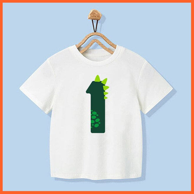 whatagift.com.au Kids T-shirts HY52-KSTWH- / 2Y Dinosaur Birthday Number Cartoon Tee Tops | Children Animal Funny Kids T-shirt