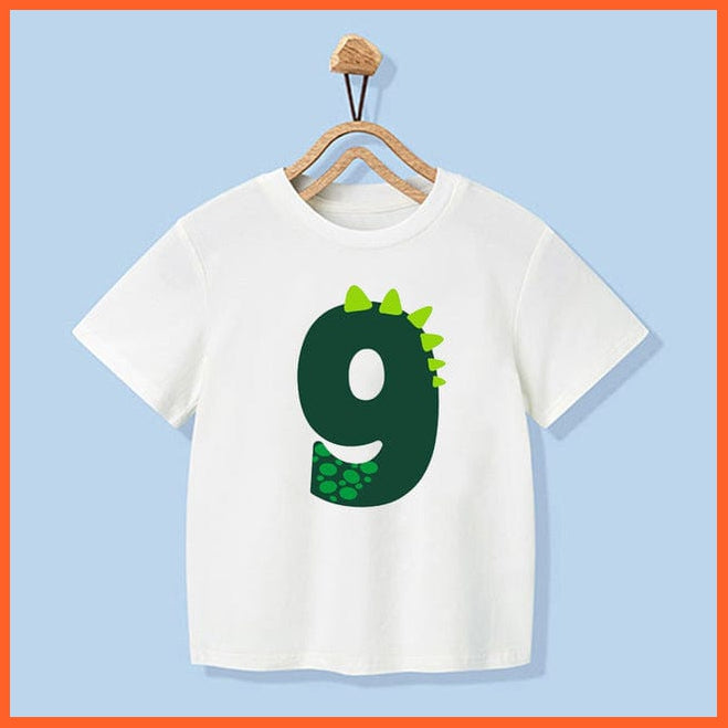 whatagift.com.au Kids T-shirts HY60-KSTWH- / 2Y Dinosaur Birthday Number Cartoon Tee Tops | Children Animal Funny Kids T-shirt