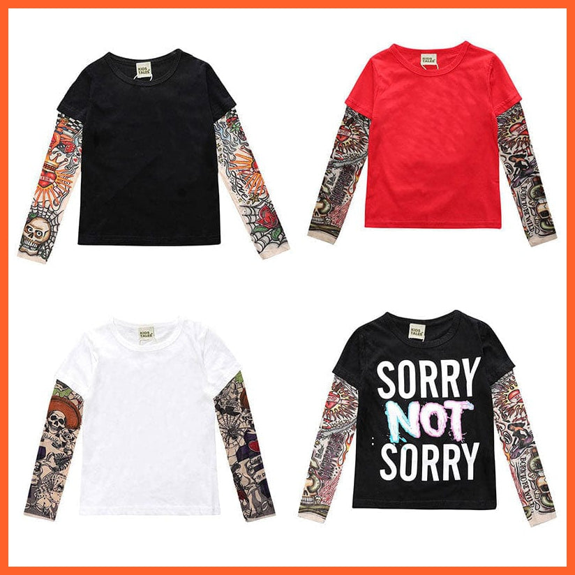 whatagift.com.au Kids T-shirts New Novelty Tattoo Long Sleeve Children Cotton Boys Kids T-Shirts