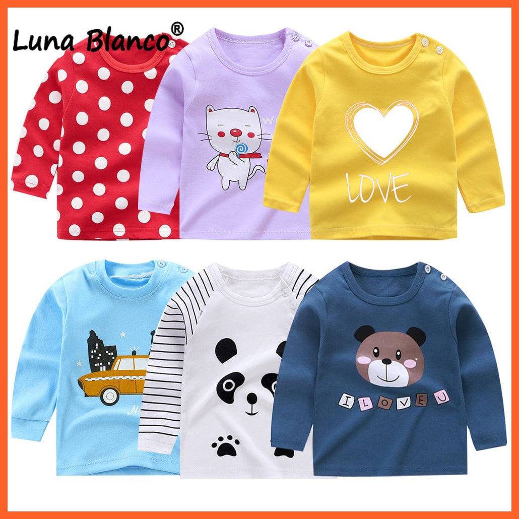 whatagift.com.au Kids T-shirts Spring Baby Long Sleeve Cartoon Printed T-shirt Cotton Girl Boy Kids Top Tees