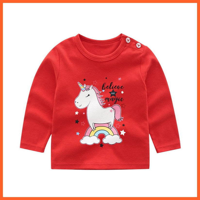 whatagift.com.au Kids T-shirts Spring Baby Long Sleeve Cartoon Printed T-shirt Cotton Girl Boy Kids Top Tees