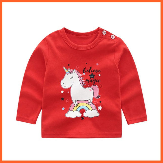 whatagift.com.au Kids T-shirts Spring Baby Long Sleeve Cartoon Printed T-shirt Cotton Girl Boy Kids Top Tees