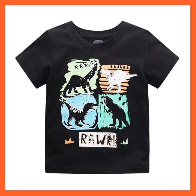 whatagift.com.au Kids T-shirts Summer 2022 New Cartoon Cute Dinosaur Print Short Sleeve T-Shirt