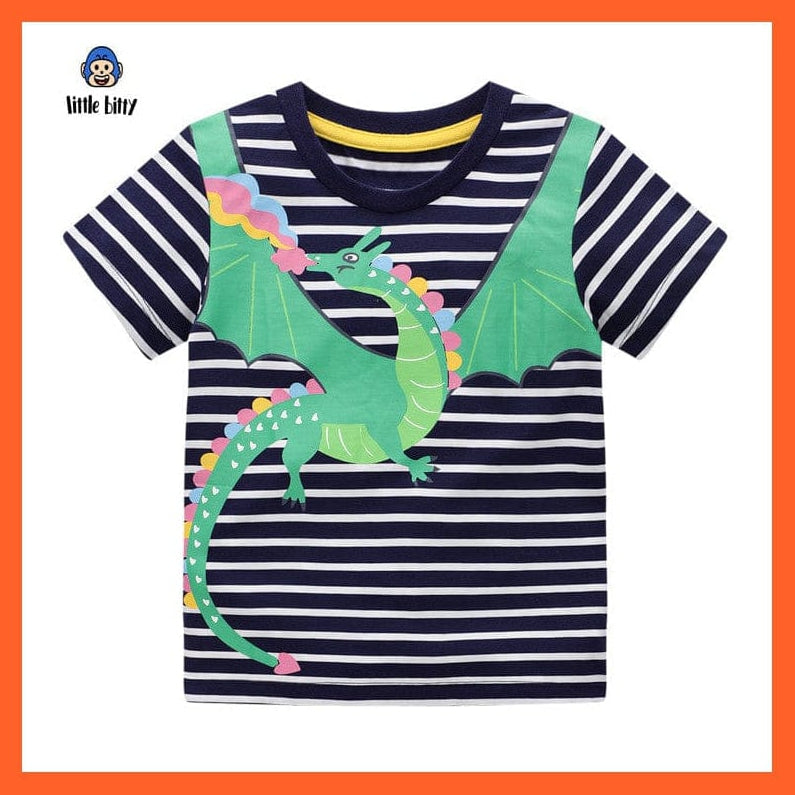 whatagift.com.au Kids T-shirts summer 2022 new cartoon cute dinosaur print short sleeve T-shirt