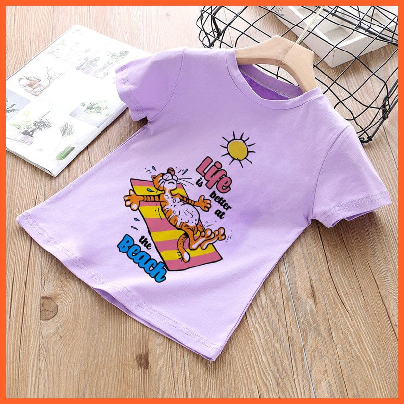 whatagift.com.au Kids T-shirts Summer Cartoon Animals Baby Kids T-Shirt | Cute Short Sleeve Printed Toddler Tee