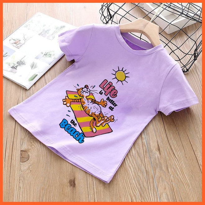 whatagift.com.au Kids T-shirts Summer Cartoon Animals Baby Kids T-Shirt | Cute Short Sleeve Printed Toddler Tee