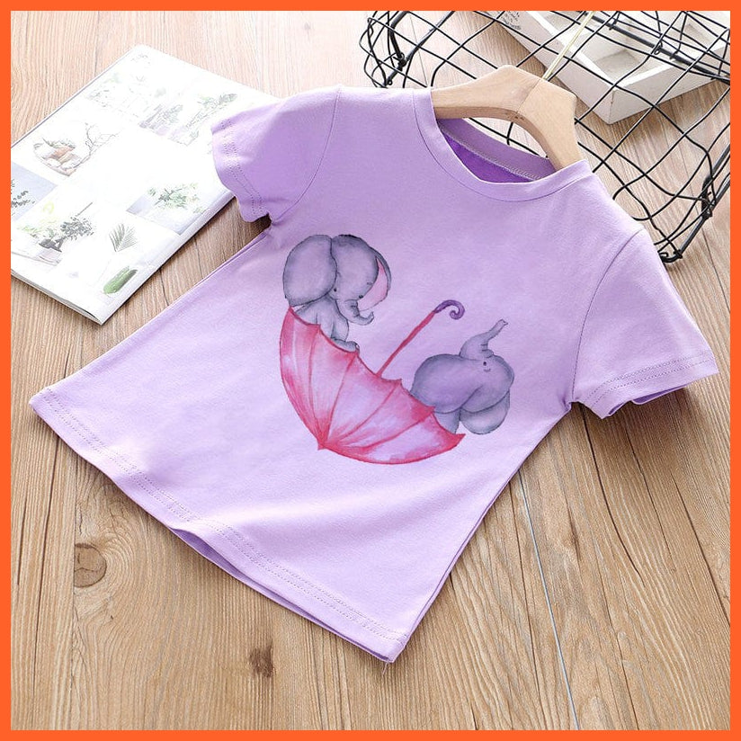 whatagift.com.au Kids T-shirts Summer Cartoon Animals Baby Kids T-Shirt | Cute Short Sleeve Printed Toddler Tee