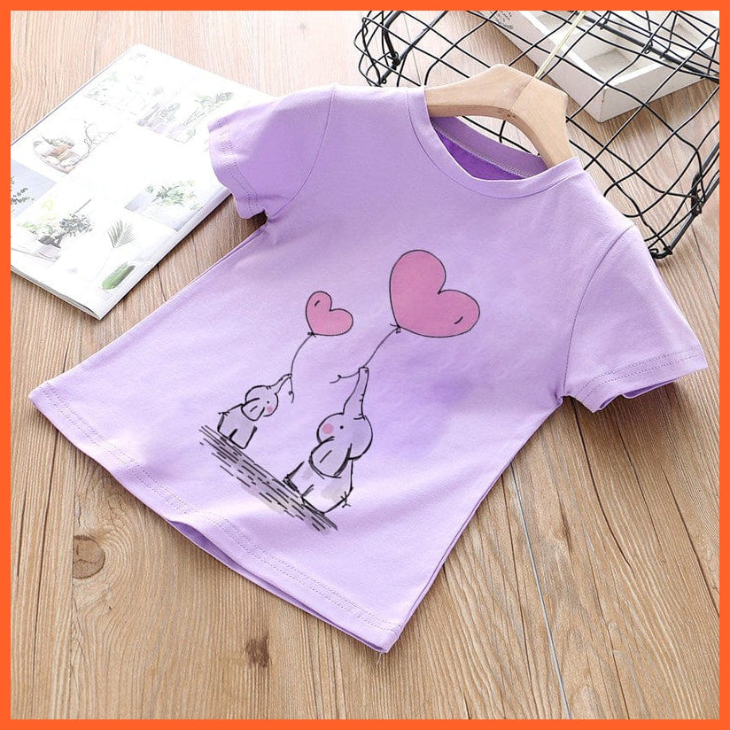 Summer Cartoon Animals Baby Kids T-Shirt | Cute Short Sleeve Printed Toddler Tee | whatagift.com.au.