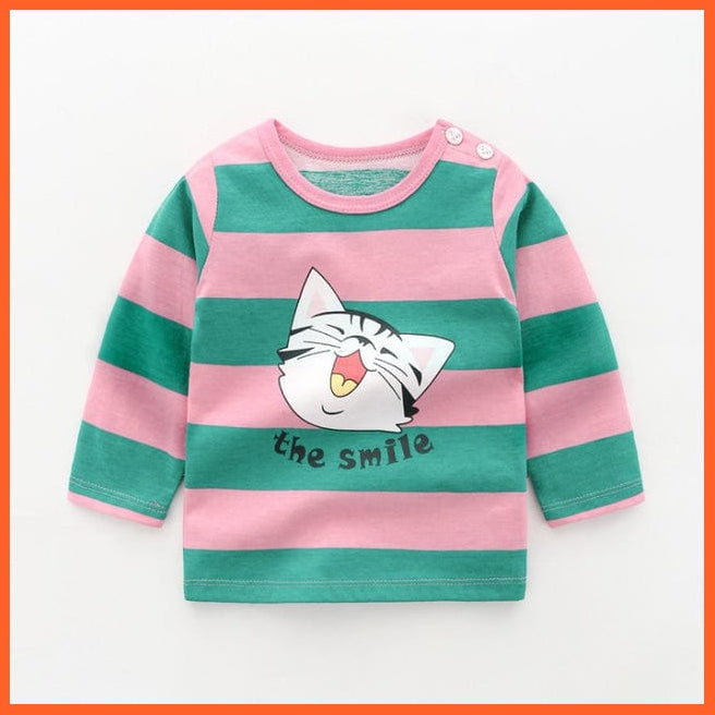 whatagift.com.au Kids T-shirts the smile / 2-3Y Spring Baby Long Sleeve Cartoon Printed T-shirt Cotton Girl Boy Kids Top Tees