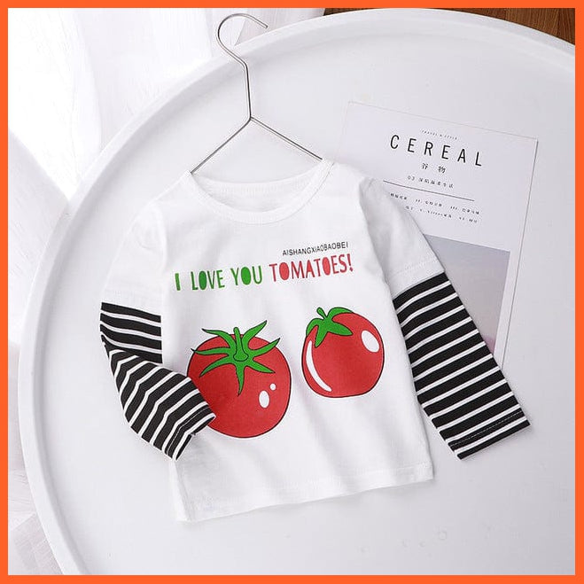 whatagift.com.au Kids T-shirts -Tomatoes / 2-3Y Copy of Spring Baby Long Sleeve Cartoon Printed T-shirt Cotton Girl Boy Kids Top Tees