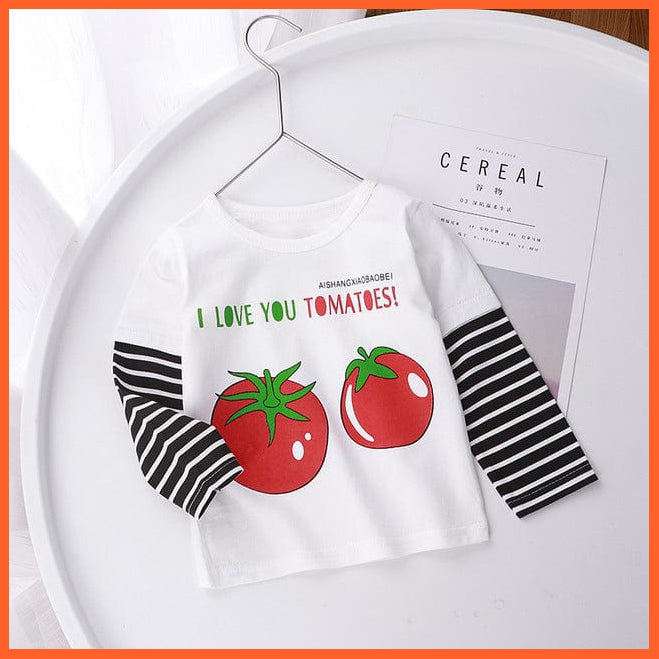 whatagift.com.au Kids T-shirts -Tomatoes / 2-3Y Spring Baby Long Sleeve Cartoon Printed T-shirt Cotton Girl Boy Kids Top Tees