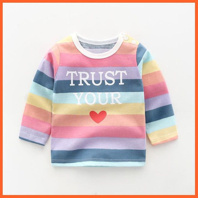 whatagift.com.au Kids T-shirts trust / 2-3Y Spring Baby Long Sleeve Cartoon Printed T-shirt Cotton Girl Boy Kids Top Tees
