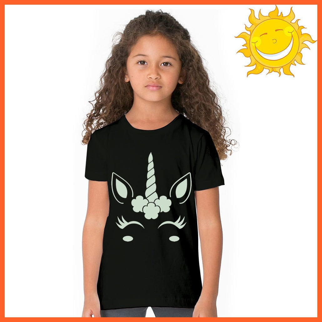 whatagift.com.au Kids T-shirts Unicorn Glow In Dark Kids T-Shirt | Luminous Children Summer kids Toddler Tees