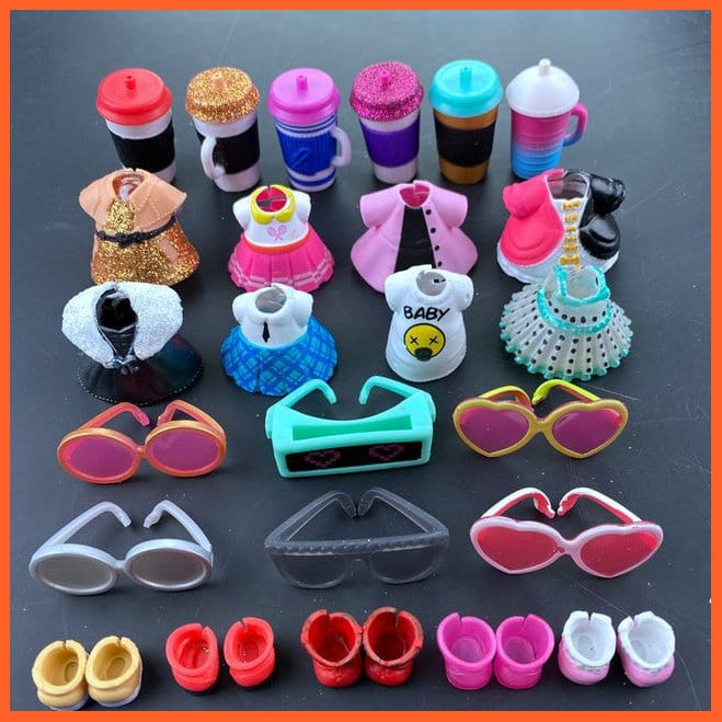 whatagift.com.au Kids Toys 4pc/Set Original Clothes Shoes Bottle Accessories Dress Suit for Dolls Kid Gift