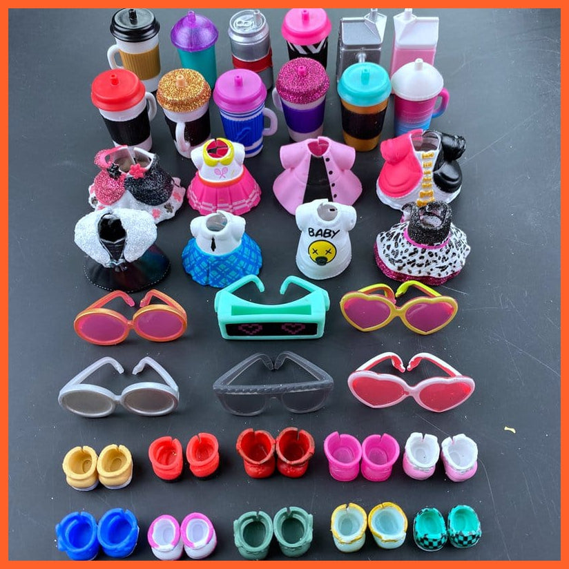 whatagift.com.au Kids Toys 4pc/Set Original Clothes Shoes Bottle Accessories Dress Suit for Dolls Kid Gift