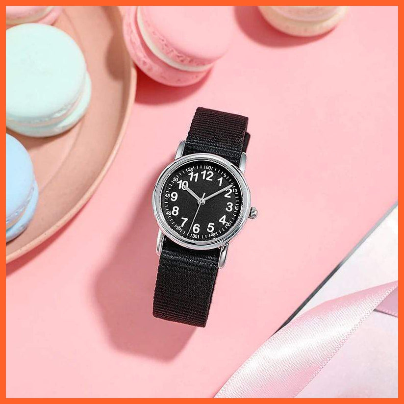 Easy To Read Kids Quartz Watches Nylon Strap Sweat Proof Wristwatches Boys And Girl | whatagift.com.au.