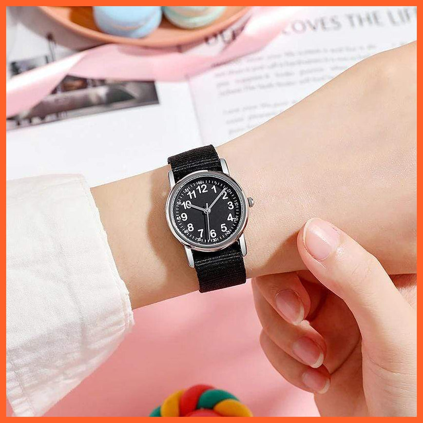 Easy To Read Kids Quartz Watches Nylon Strap Sweat Proof Wristwatches Boys And Girl | whatagift.com.au.