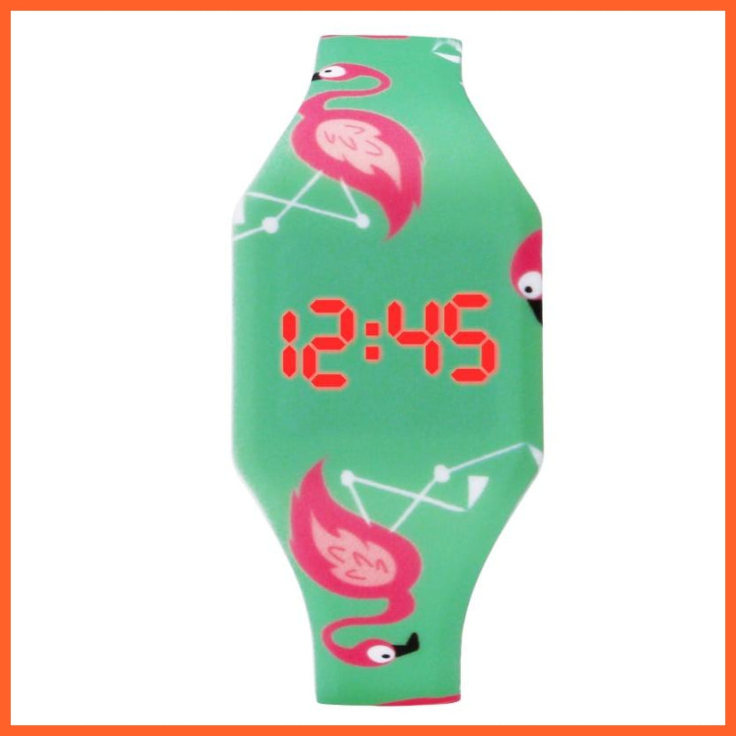 Flamingo Digital Watch For Kids Students Led Display Cute Cartoon Design Children Wristwatches | whatagift.com.au.