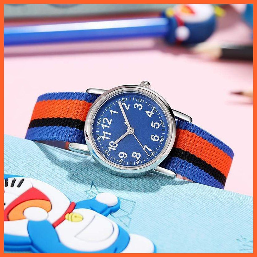 Kids Watch Muticolour Nylon Watchband Gift For Children  Learning Read Time Kids Wristwatches | whatagift.com.au.