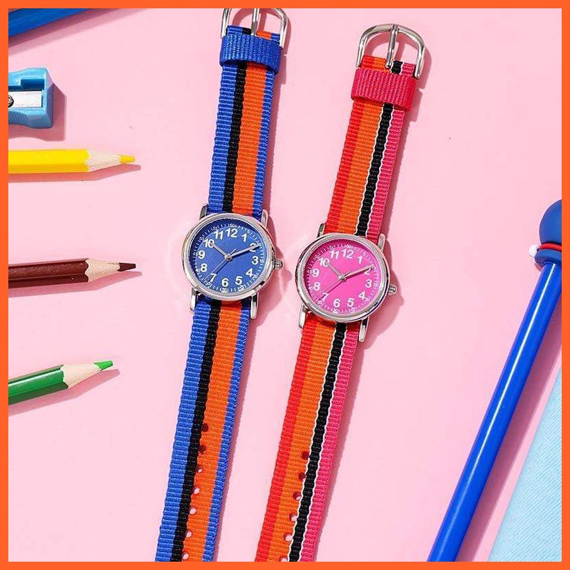 Kids Watch Muticolour Nylon Watchband Gift For Children  Learning Read Time Kids Wristwatches | whatagift.com.au.