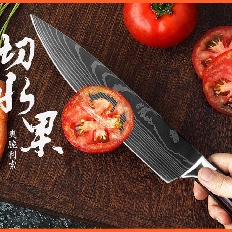 whatagift.com.au Kitchen Knife Chef Knife Set Stainless Steel holder Sharp Sanding Slicing Scissor Kitchen Tool