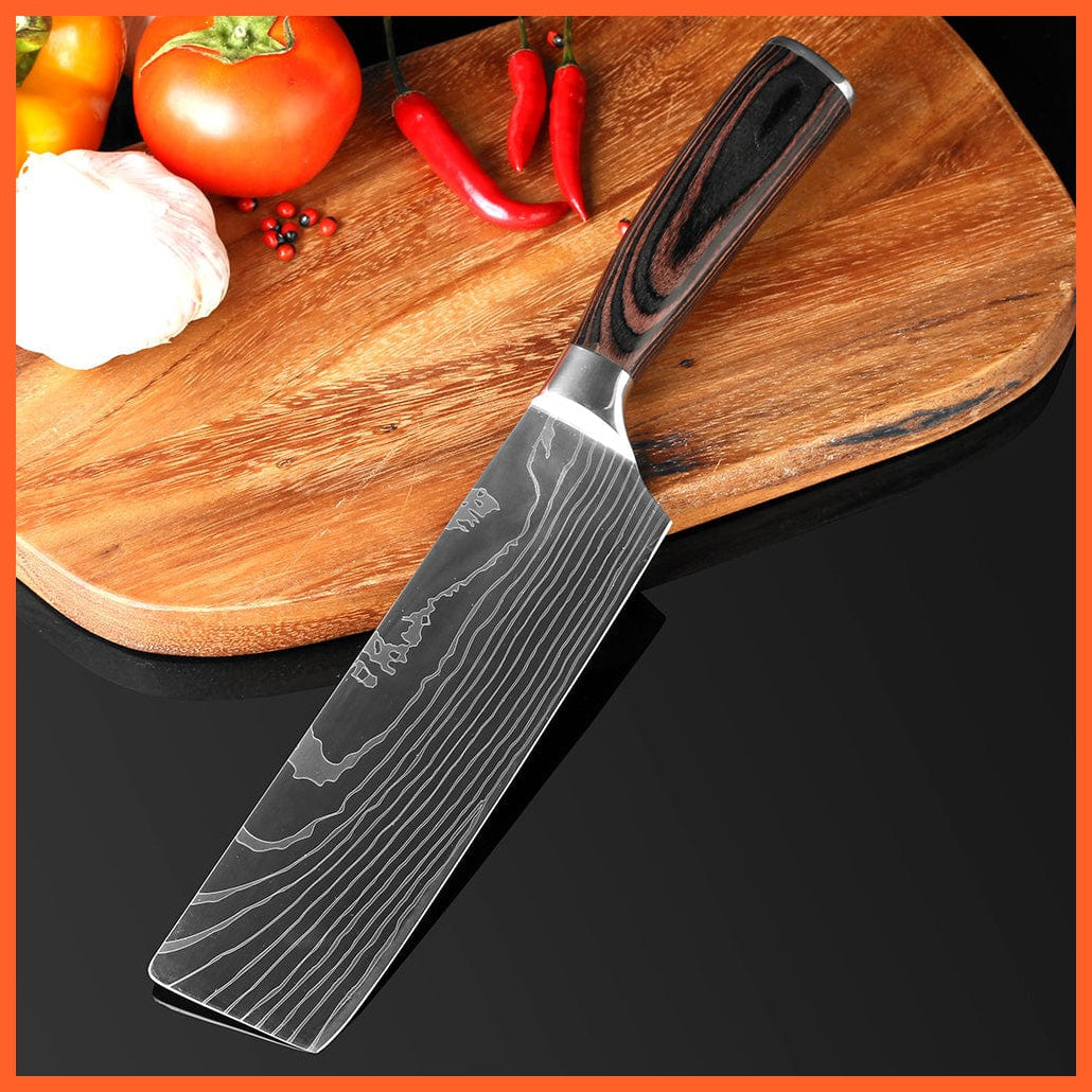 whatagift.com.au Kitchen Knife Chef Knife Set Stainless Steel holder Sharp Sanding Slicing Scissor Kitchen Tool
