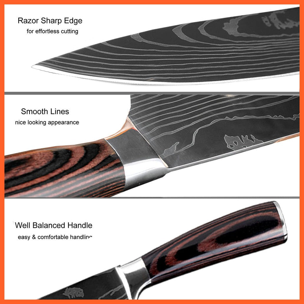 whatagift.com.au Kitchen Knife Chef Knife Set Stainless Steel holder Sharp Sanding Slicing Scissor Kitchen Tool
