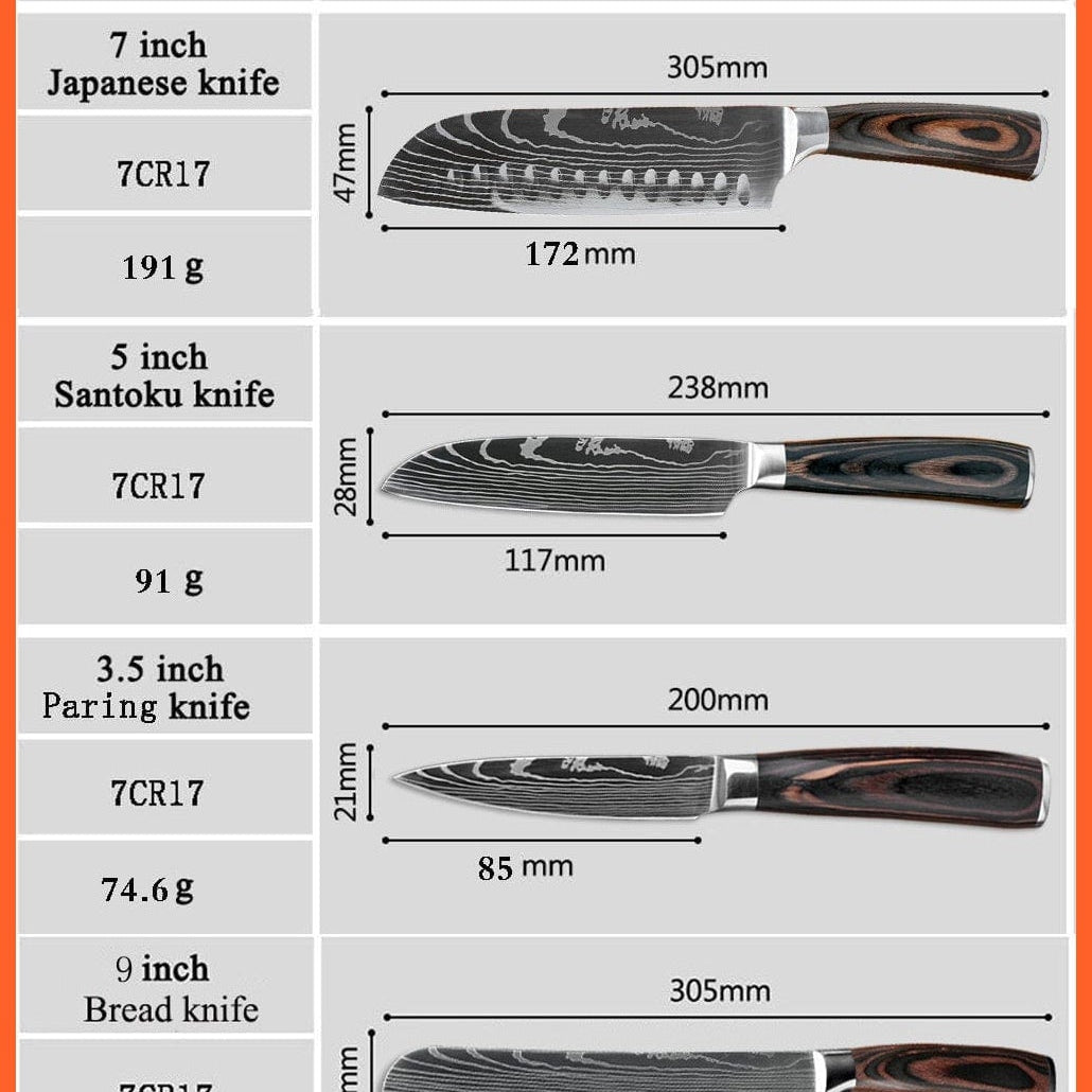 whatagift.com.au Kitchen Knife Chef Knife Set Stainless Steel holder Sharp Sanding Slicing Scissor Kitchen Tool