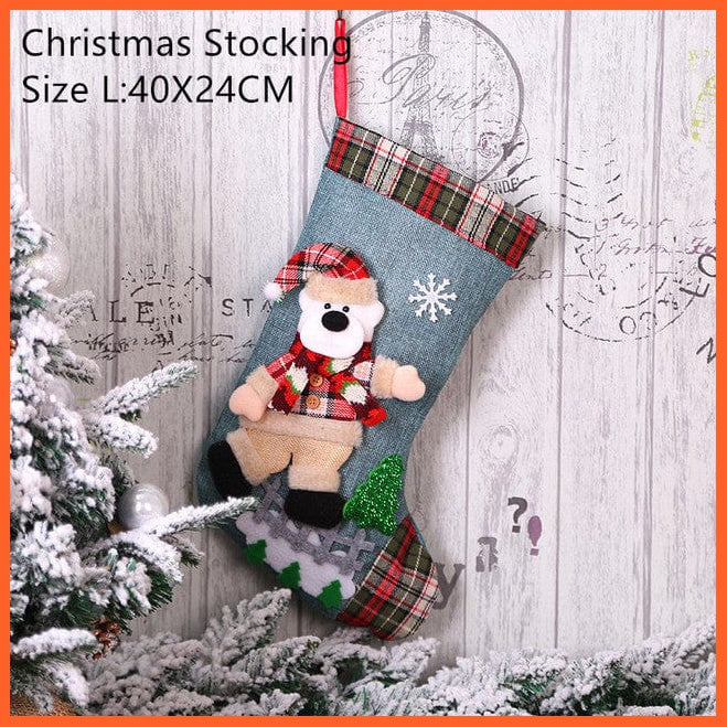 whatagift.com.au L- bear Christmas Stocking Santa Sacks Gift