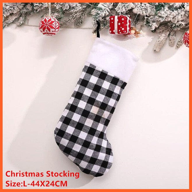 whatagift.com.au L-black Lattice Christmas Stocking Santa Sacks Gift