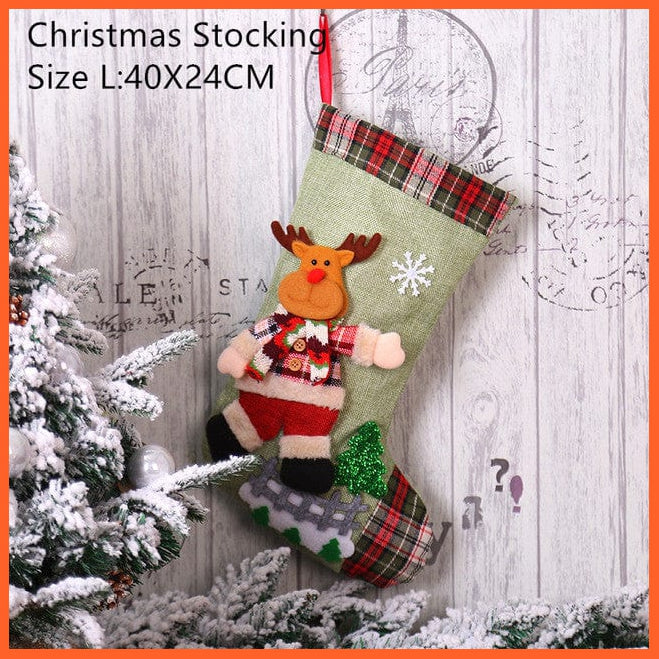 whatagift.com.au L- elk Christmas Stocking Santa Sacks Gift