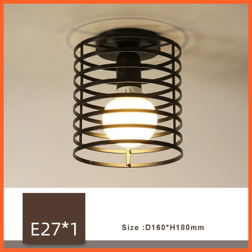 whatagift.com.au L No with Bulb / China Retro Loft E27 LED Ceiling Lamp | Indoor Cage Vintage Ceiling Lighting