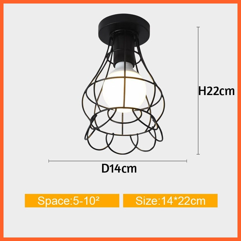 whatagift.com.au L Not Cover Bulb Iron Cage Metal Ceiling Lamp for Home Interior | Home Decor Lights