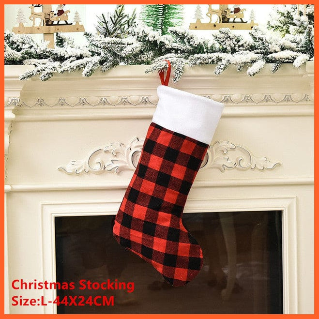 whatagift.com.au L-red Lattice Christmas Stocking Santa Sacks Gift
