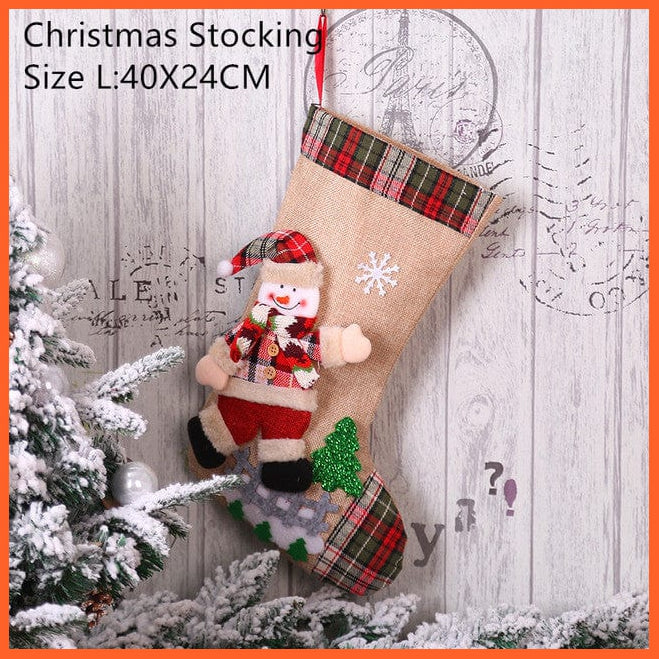 whatagift.com.au L- snowman Christmas Stocking Santa Sacks Gift