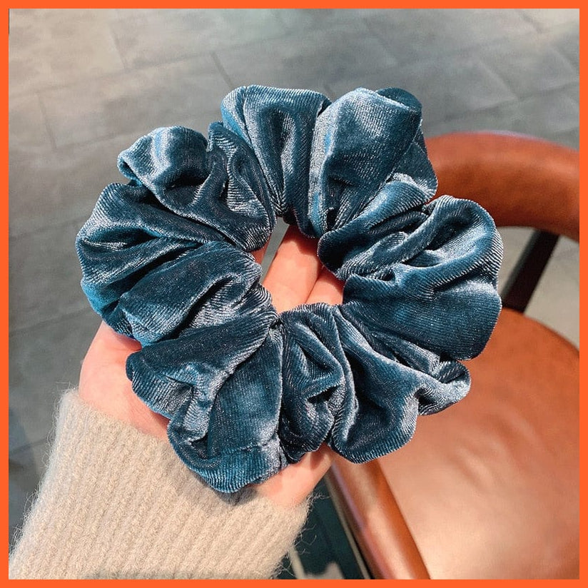 whatagift.com.au Lake Blue Oversized Velvet Hair Scrunchies for Women | Hair tie Accessories