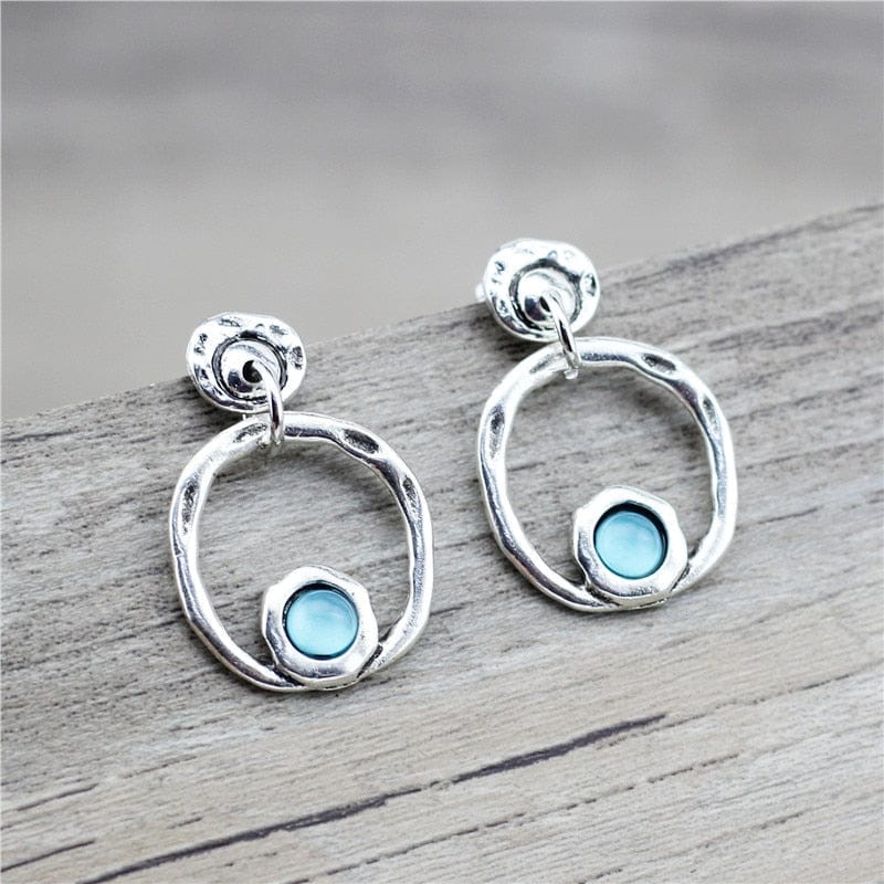 whatagift.com.au Lake Blue Retro Candy Color Round Shape Women Charms Earrings