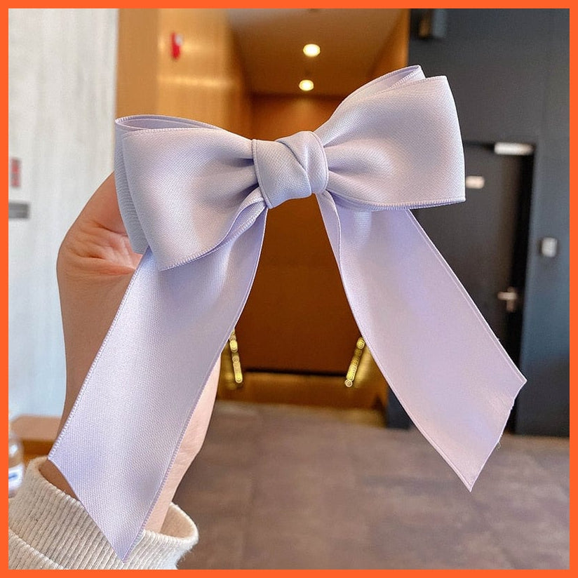 whatagift.com.au Lavender Elegant Ribbon Bow Hair Clip | Cute Hair Bows Hairpins For Women Accessories