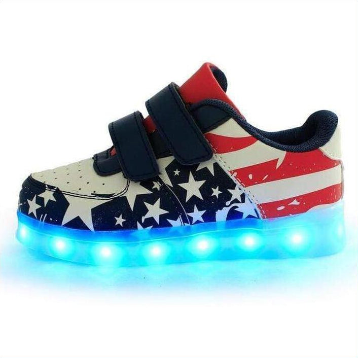 Led American Design Kids Shoes Blue  | Kids Led Light Shoes  | Led Light Shoes For Girls & Boys | whatagift.com.au.