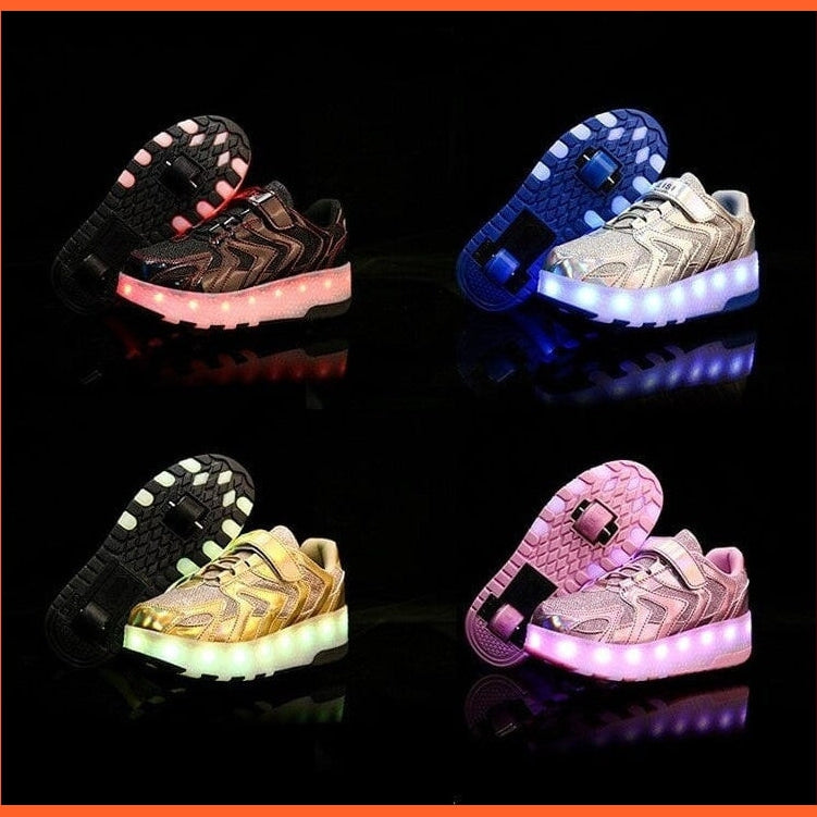 whatagift.com.au Led Light Up Shoes Roller Sneakers For Children With Double Wheels