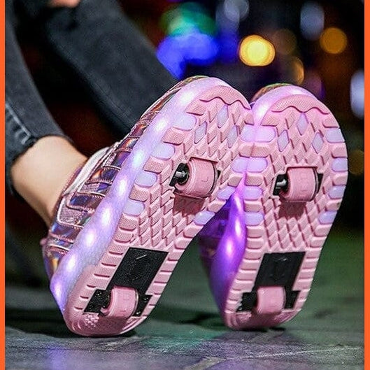whatagift.com.au Led Light Up Shoes Roller Sneakers For Children With Double Wheels