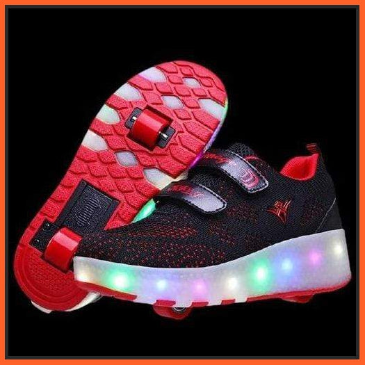 Led Roller Shoes Dark Red With Usb Charging | Led Two Wheel Light Up Shoes | whatagift.com.au.