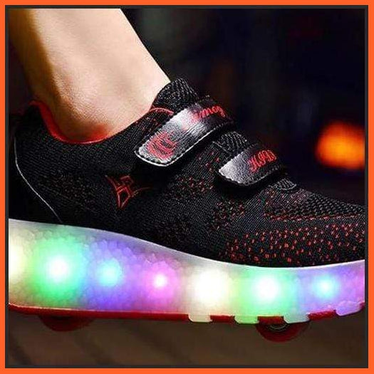 Led Roller Shoes Dark Red With Usb Charging | Led Two Wheel Light Up Shoes | whatagift.com.au.