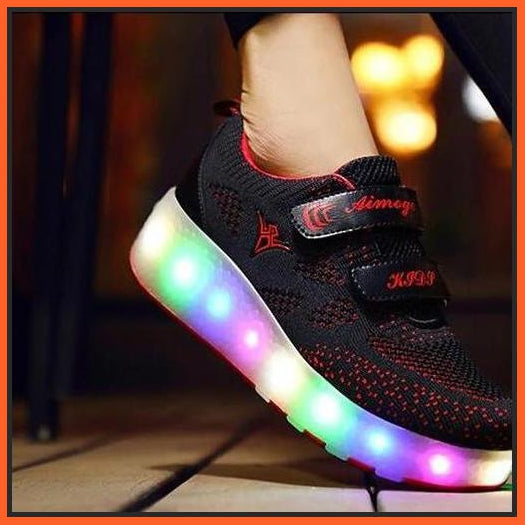 Led Roller Shoes Dark Red With Usb Charging | Led Two Wheel Light Up Shoes | whatagift.com.au.