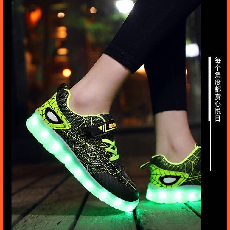 whatagift.com.au led shoes Green Pink USB New Charging Basket Led Children Shoes | Kids Luminous Sneakers