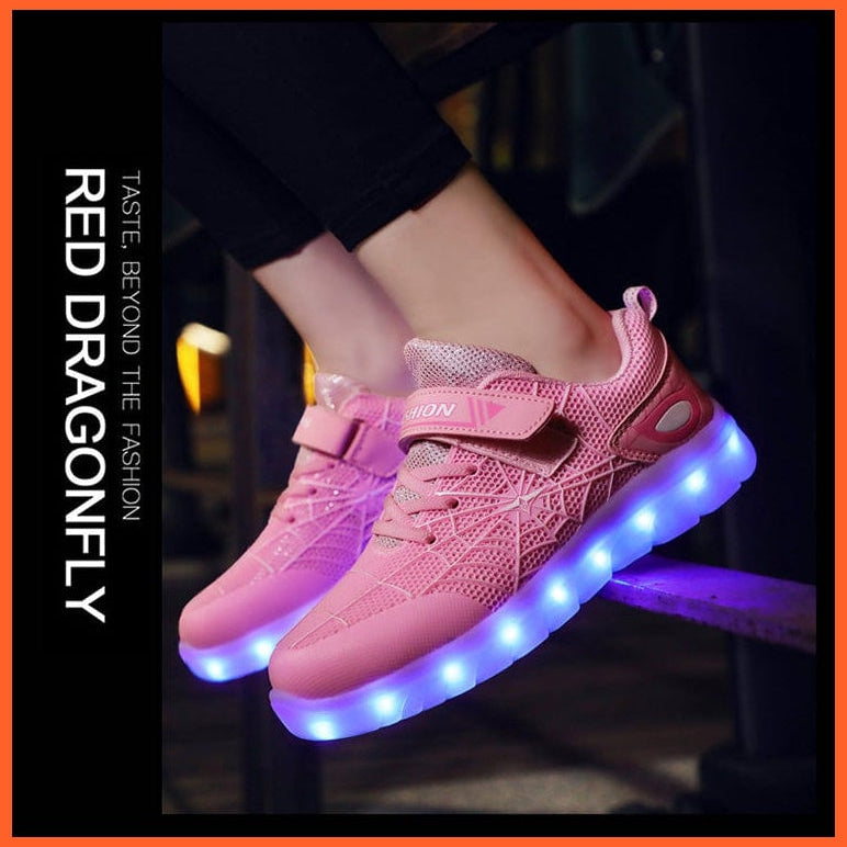 whatagift.com.au led shoes Green Pink USB New Charging Basket Led Children Shoes | Kids Luminous Sneakers