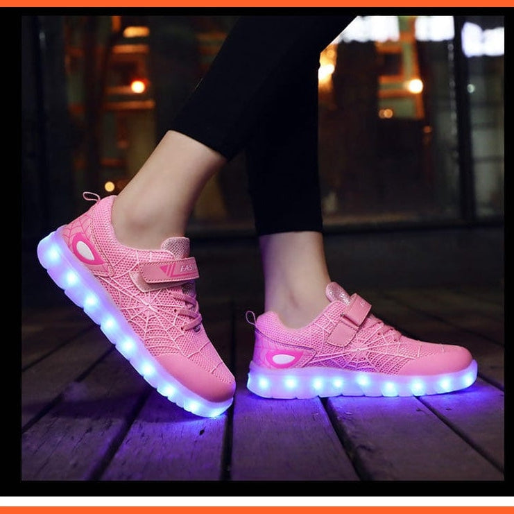 whatagift.com.au led shoes Green Pink USB New Charging Basket Led Children Shoes | Kids Luminous Sneakers
